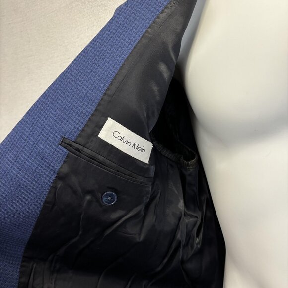 Calvin Klein Blazer Jacket Mens 40R Blue Wool Two Button Sport Coat Preppy - Picture 6 of 16